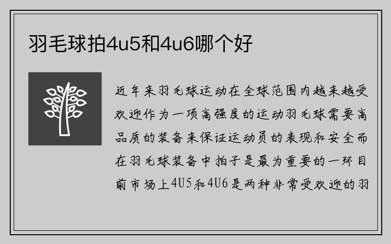 羽毛球拍4u5和4u6哪个好