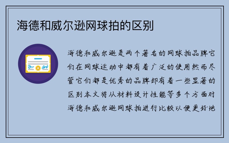 海德和威尔逊网球拍的区别